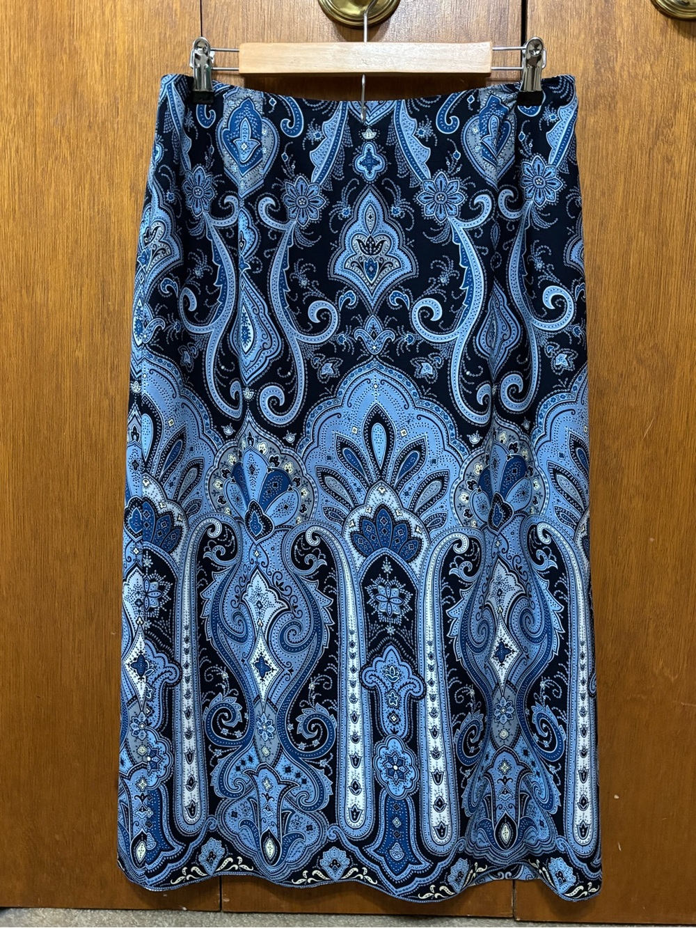 Vintage Inspired Silk Paisley Midi Skirt Talbots Petite 12